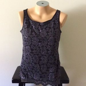 Willi Smith Tank Lined Laced Dark Gray Top Size M